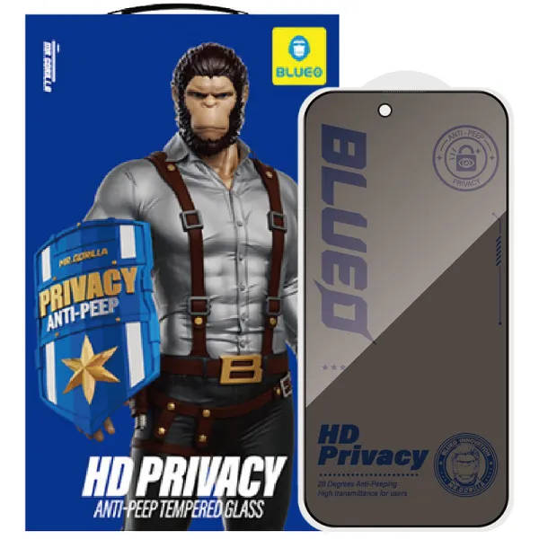 Защитное 2.5D стекло Blueo Full Cover Anti-Peep для Apple iPhone 18 Pro (6.3") — Черный — фото 1 Защитное 2.5D стекло Blueo Full Cover Anti-Peep для Apple iPhone 18 Pro (6.3") — Черный — фото 1