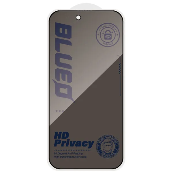 Защитное 2.5D стекло Blueo Full Cover Anti-Peep для Apple iPhone 18 Pro (6.3") — Черный — фото 2 Защитное 2.5D стекло Blueo Full Cover Anti-Peep для Apple iPhone 18 Pro (6.3") — Черный — фото 2