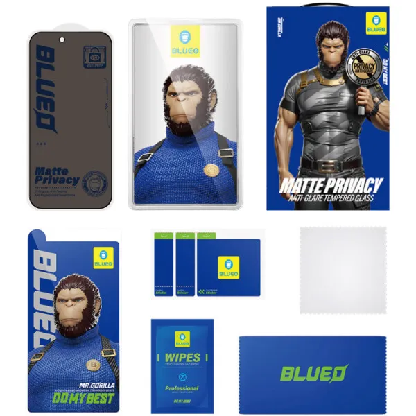 Защитное 2.5D стекло Blueo Full Cover Anti-Peep Matte для Apple iPhone 18 Pro (6.3") — Черный — фото 4