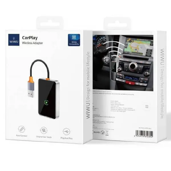 Адаптер WIWU Wi-CP002 car wireless CarPlay iOS — Срібний — фото 5
