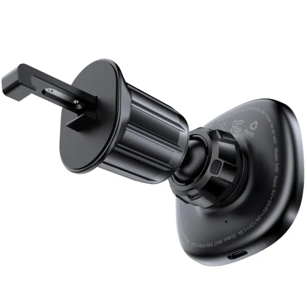 Автотримач з БЗП Acefast D46 QI2 Magnetic Charging 15W (air outlet) — Чорний — фото 3