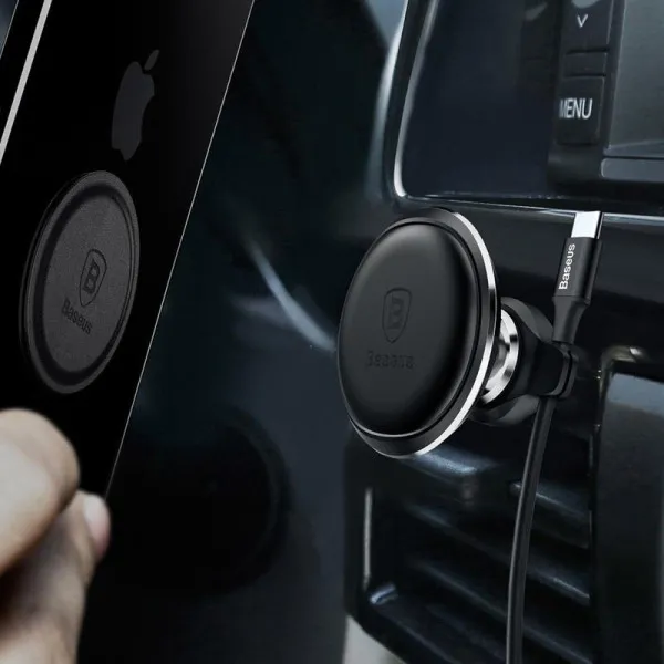 Автодержатель Baseus Magnetic OS with cable clip (air outlet) (C40141201113) — Черный — фото 4
