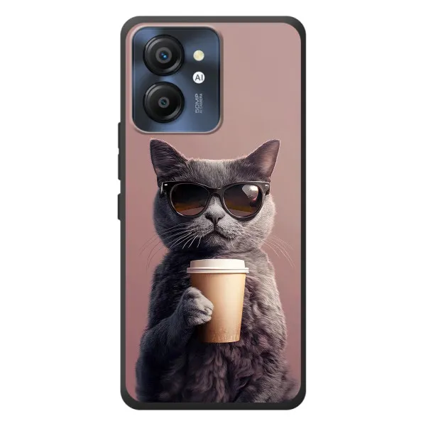 Чехол с принтом «Кот с кофе» для Blackview Color 8