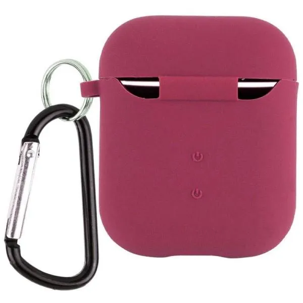Силиконовый футляр с микрофиброй для наушников Airpods 1/2 — Бордовый — фото 2
