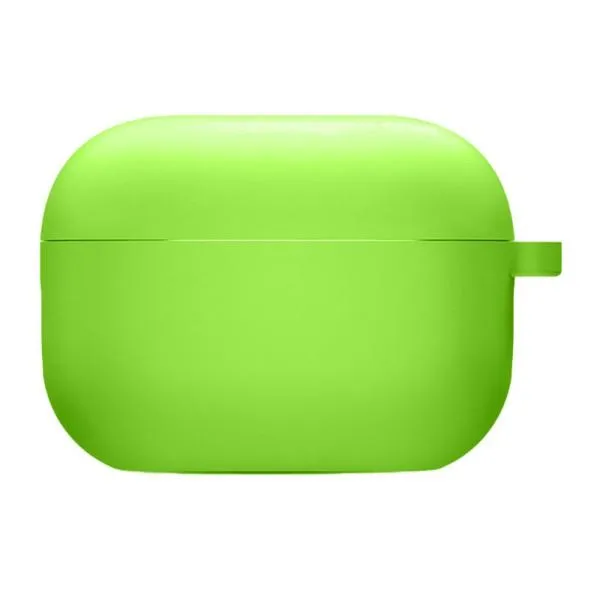 Силиконовый футляр с микрофиброй для наушников Airpods Pro — Салатовый