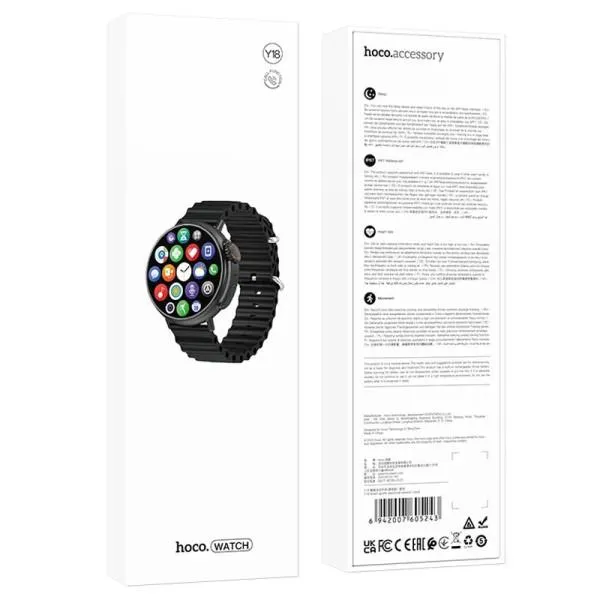 Смарт-часы Hoco Y18 Smart sports watch (call version) — Черный — фото 4