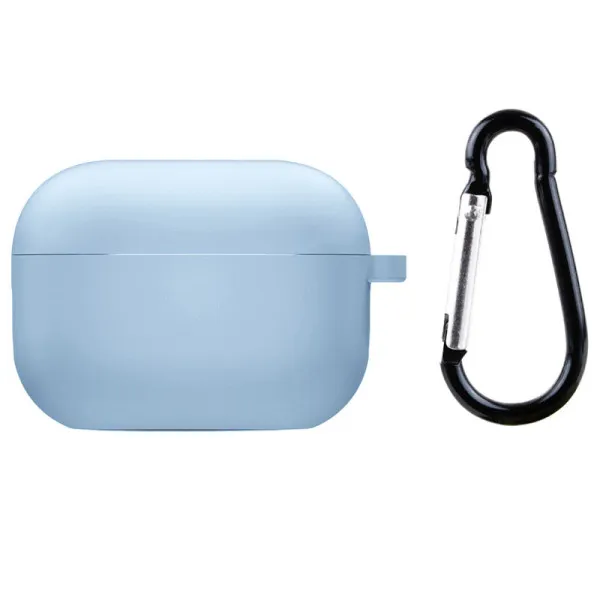 Силиконовый футляр с микрофиброй для наушников Airpods 4 — Голубой — фото 1