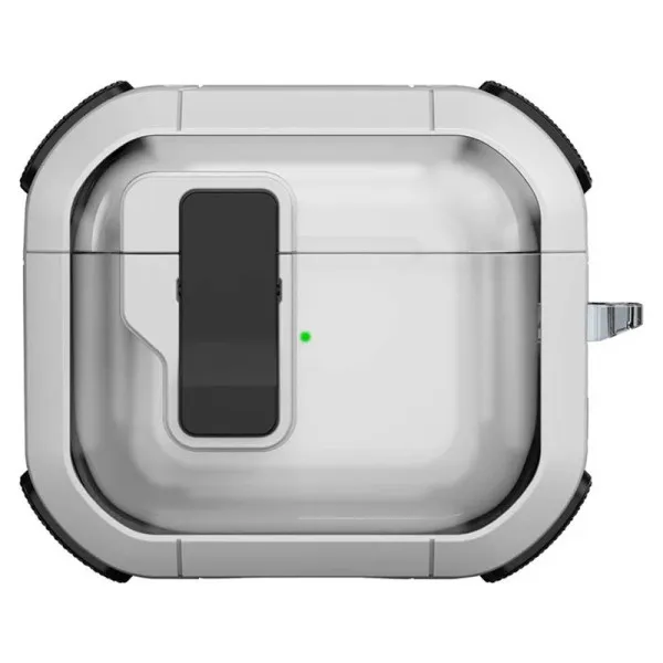 Футляр противоударный Locking Button для наушников Airpods 3 — Белый — фото 1