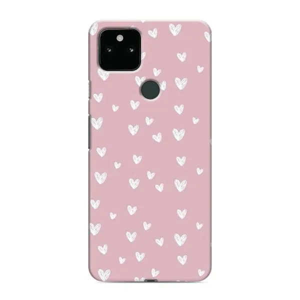 Чехол с принтом «Сердечки на розовом» для Google Pixel 5