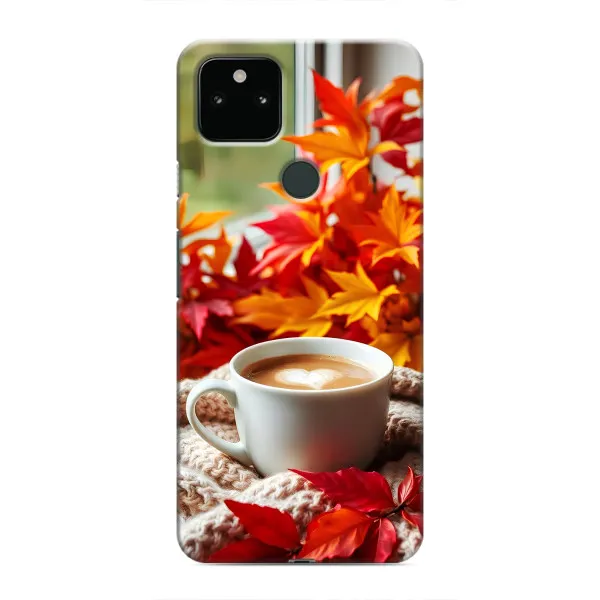 Чехол с принтом «Кофе и листья» для Google Pixel 5