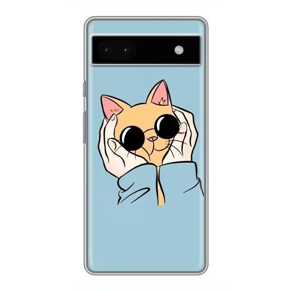 Чехол с принтом «Котик в очках» для Google Pixel 6a