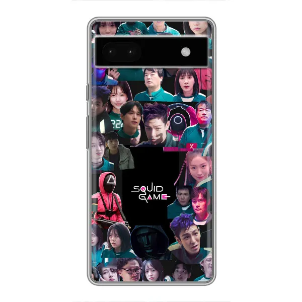 Чехол с принтом «Коллаж Игра кальмара» для Google Pixel 6a Чехол с принтом «Коллаж Игра кальмара» для Google Pixel 6a