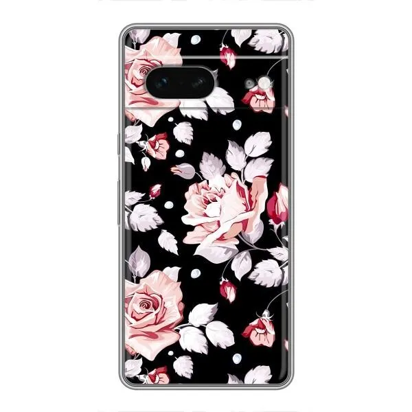 Чехол с принтом «Цветочки на черном» для Google Pixel 7
