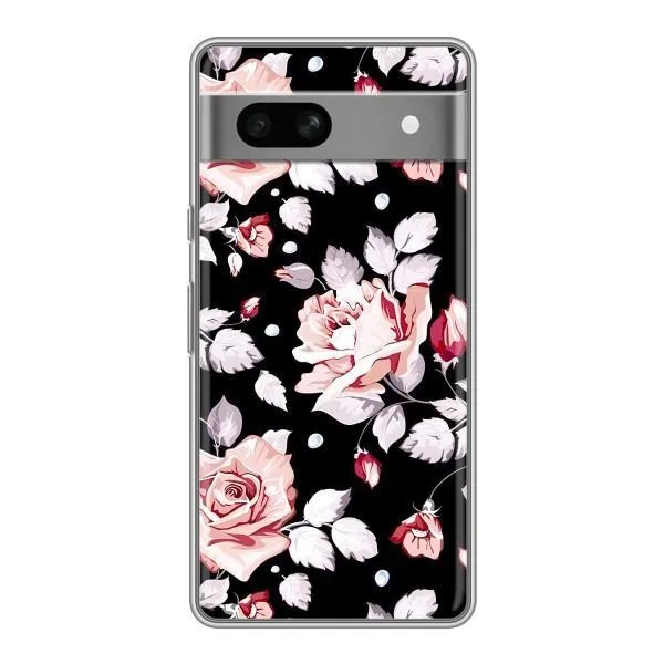 Чехол с принтом «Цветочки на черном» для Google Pixel 7A Чехол с принтом «Цветочки на черном» для Google Pixel 7A