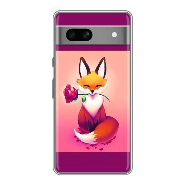 Чехол с принтом «Лисичка с розочкой» для Google Pixel 7A