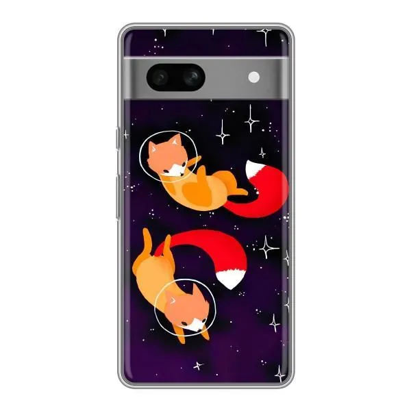 Чехол с принтом «Лисички космонавты» для Google Pixel 7A