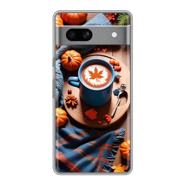 Чехол с принтом «Кофе и тыковки» для Google Pixel 7A Чехол с принтом «Кофе и тыковки» для Google Pixel 7A