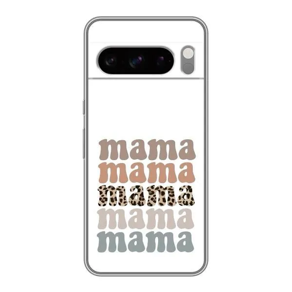 Чехол с принтом «Текстовый коллаж мама» для Google Pixel 8 Pro