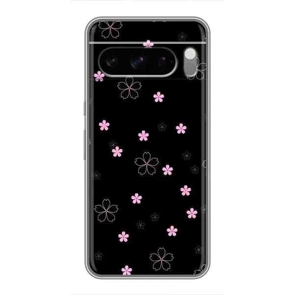 Чехол с принтом «Розовые цветы на черном» для Google Pixel 8 Pro