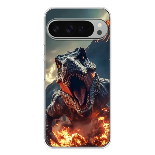 Чехол с принтом «Огненный динозавр» для Google Pixel 9 Pro XL