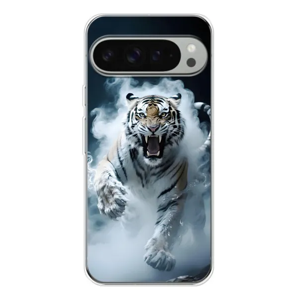 Чехол с принтом «Белый тигр в дыму» для Google Pixel 9 Pro XL