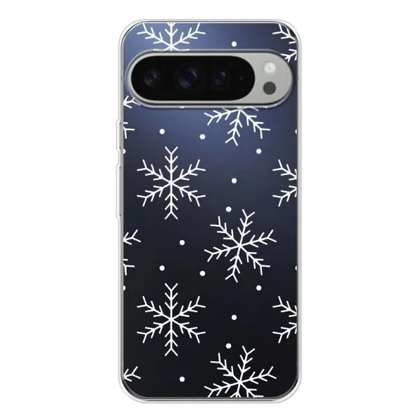 Чехол с принтом «Белые снежинки» для Google Pixel 9 Pro XL Чехол с принтом «Белые снежинки» для Google Pixel 9 Pro XL