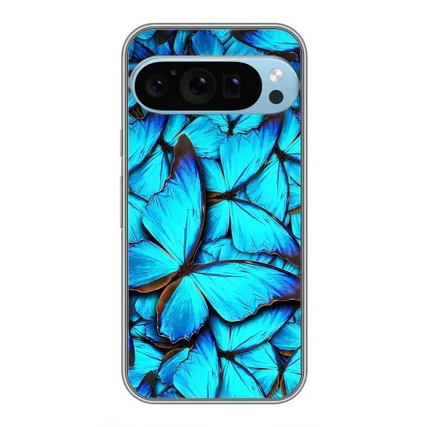 Чехол с принтом «Синие бабочки» для Google Pixel 9 Pro