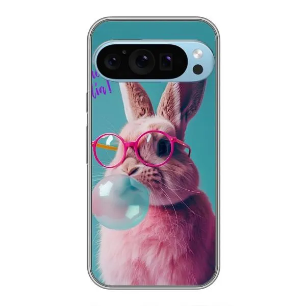 Чехол с принтом «Кролик в очках» для Google Pixel 9 Pro