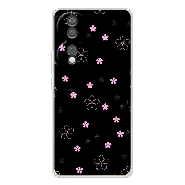 Чехол с принтом «Розовые цветы на черном» для Huawei Honor 70