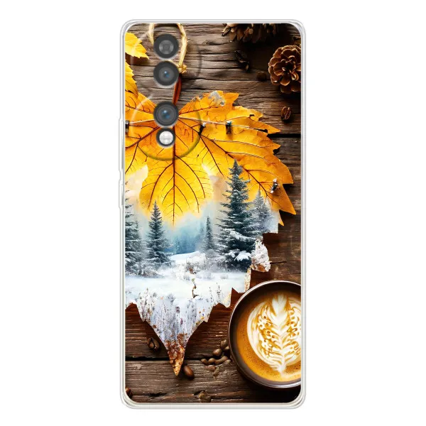 Чехол с принтом «Осенне-зимний кофе» для Huawei Honor 70