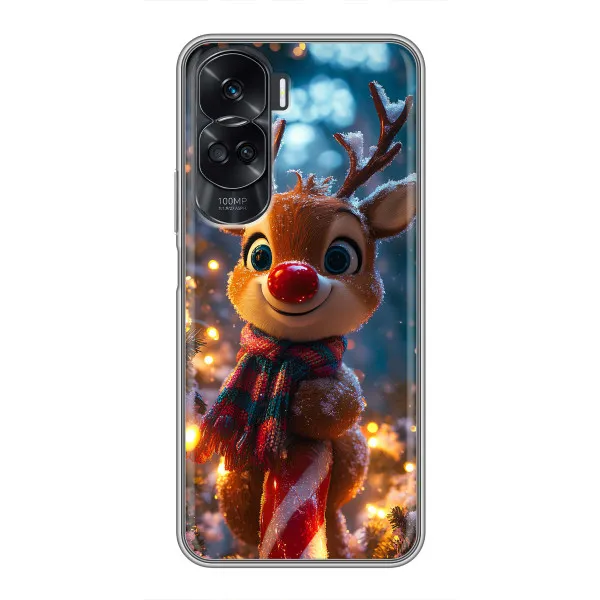 Чехол с принтом «Олень с шарфом» для Huawei Honor 90 Lite