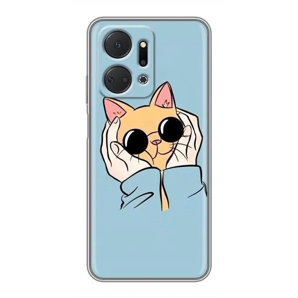 Чехол с принтом «Котик в очках» для Huawei Honor X7a