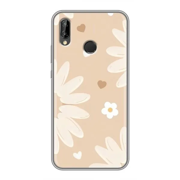 Чехол с принтом «Бежевые цветы» для Huawei P Smart 2019