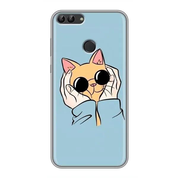 Чехол с принтом «Котик в очках» для Huawei P Smart (Enjoy 7s, FIG-LA1)