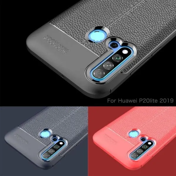 ТПУ накладка Autofocus с имитацией кожи для Huawei P20 Lite 2019/ Nova 5i — Синий — фото 2