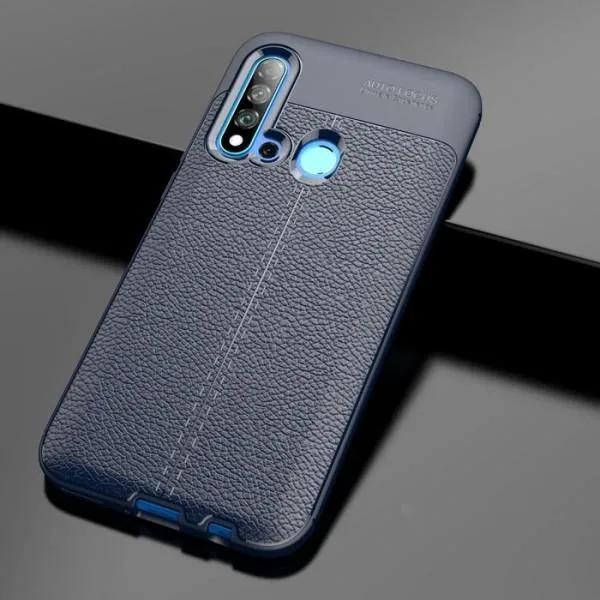 ТПУ накладка Autofocus с имитацией кожи для Huawei P20 Lite 2019/ Nova 5i — Синий — фото 3