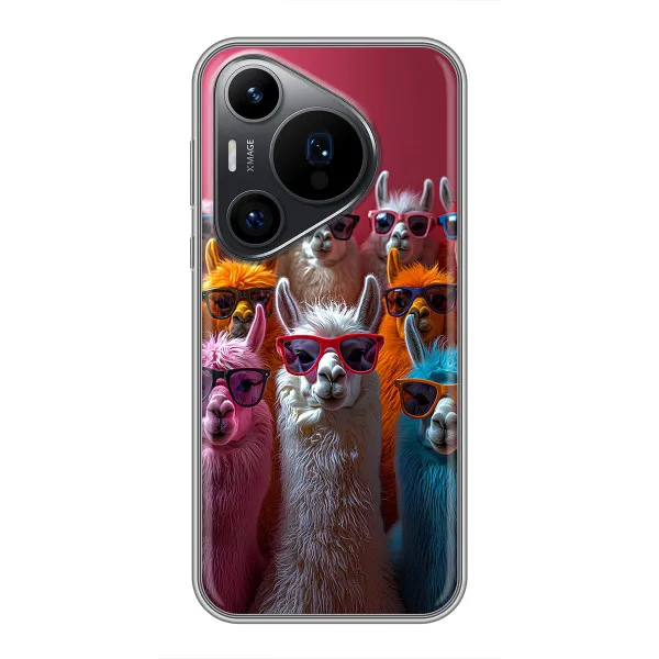 Чехол с принтом «Ламы в очках» для Huawei Pura 70 PRO Чехол с принтом «Ламы в очках» для Huawei Pura 70 PRO