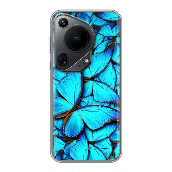 Чехол с принтом «Синие бабочки» для Huawei Pura 70 Ultra