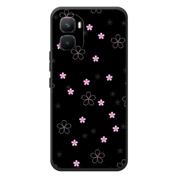 Чехол с принтом «Розовые цветы на черном» для Infinix GT 50 Pro