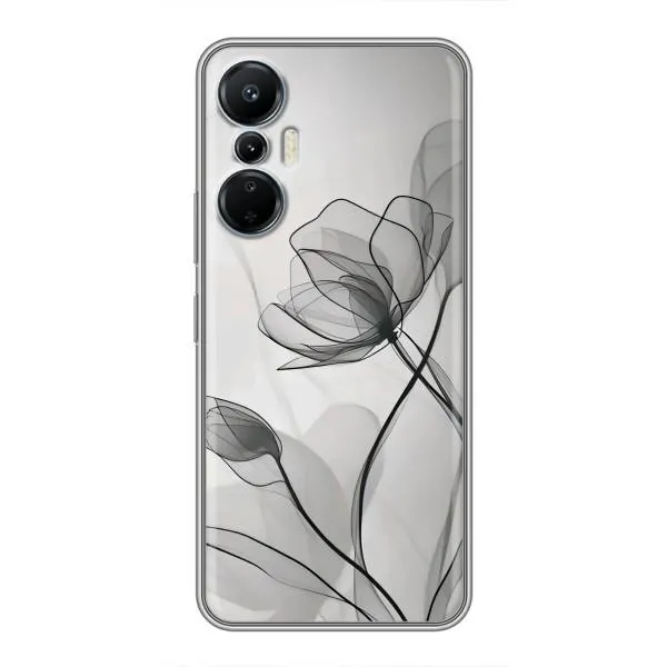 Чехол с принтом «Черные цветы» для Infinix Hot 20 (4G)