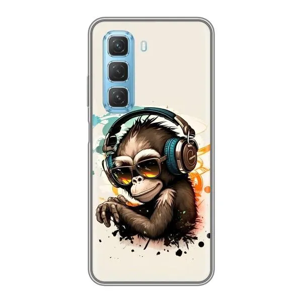Чехол с принтом «Макака в наушниках» для Infinix Hot 50 5G Чехол с принтом «Макака в наушниках» для Infinix Hot 50 5G
