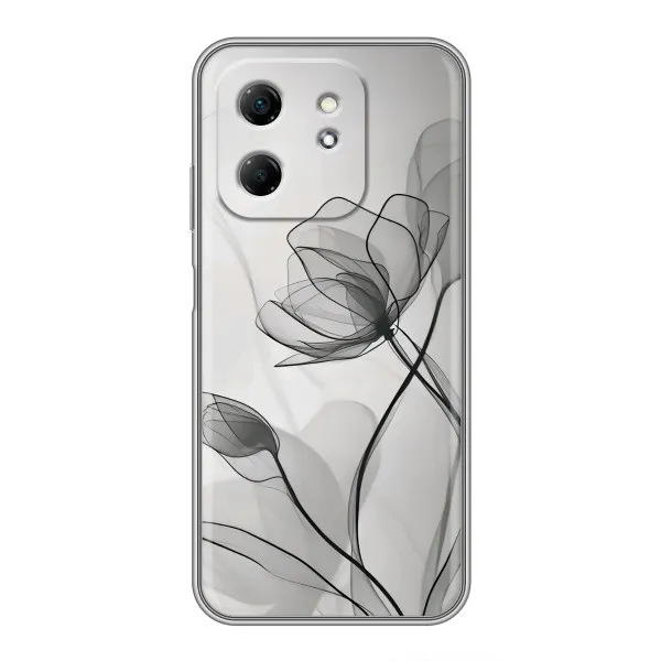 Чехол с принтом «Черные цветы» для Infinix Hot 50i Чехол с принтом «Черные цветы» для Infinix Hot 50i