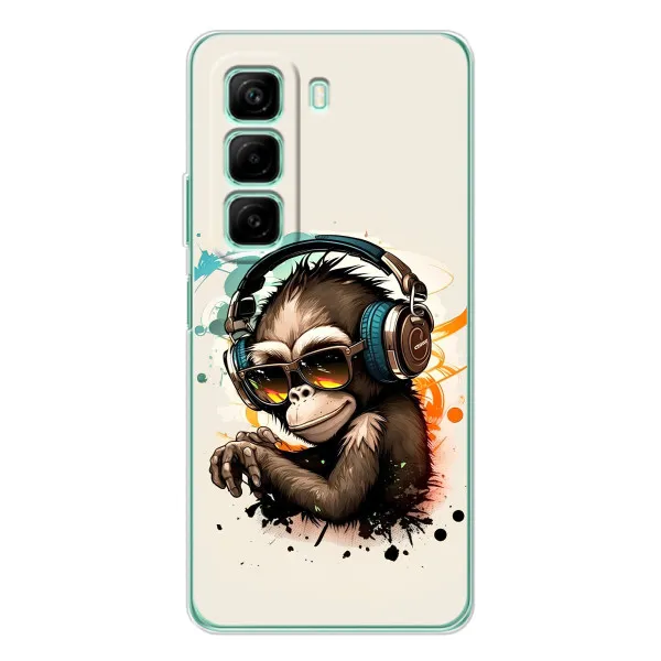Чехол с принтом «Макака в наушниках» для Infinix Hot 60 Чехол с принтом «Макака в наушниках» для Infinix Hot 60