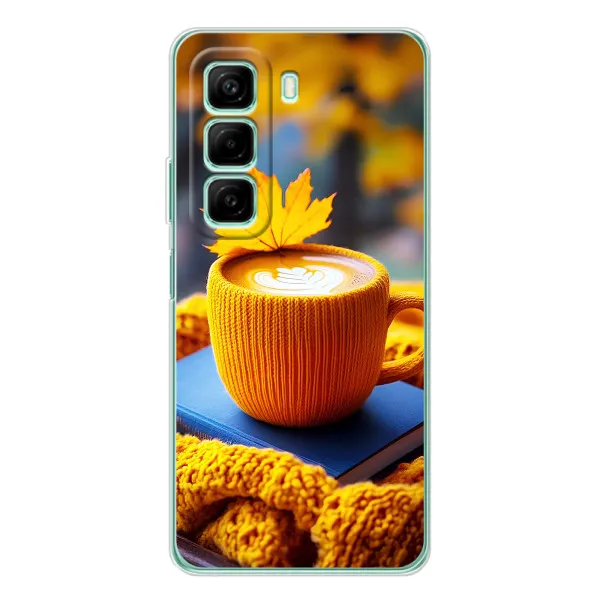 Чехол с принтом «Кофе на желтом пледе» для Infinix Hot 60i