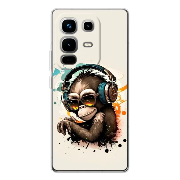 Чехол с принтом «Макака в наушниках» для Infinix Note 50 Pro
