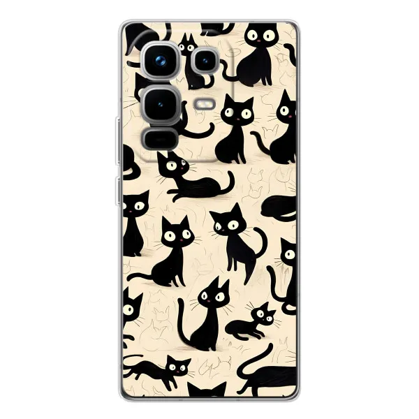 Чехол с принтом «Черные коты» для Infinix Note 50 Pro