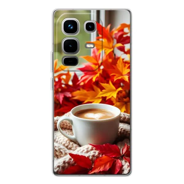 Чехол с принтом «Кофе и листья» для Infinix Note 50 Pro