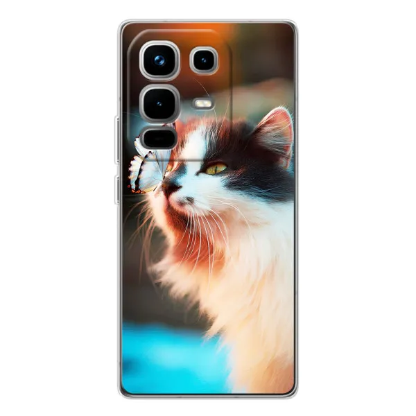 Чехол с принтом «Котик с бабочкой» для Infinix Note 50 Чехол с принтом «Котик с бабочкой» для Infinix Note 50