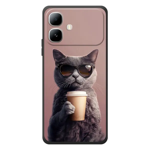 Чехол с принтом «Кот с кофе» для Infinix Smart 20