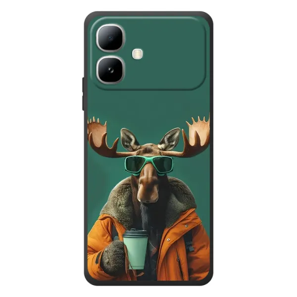 Чехол с принтом «Лось с кофе» для Infinix Smart 20